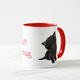Gato preto bonito, caneca personalizada