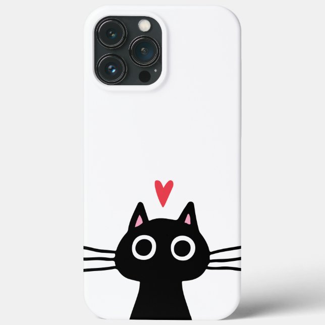 Gato Preto Bonito com Coração (Verso)