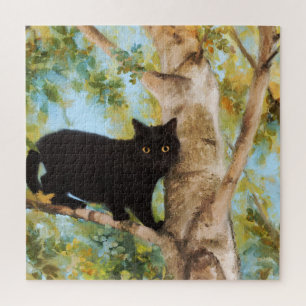 Gato Preto Cachorro, Quebra-cabeça De Arte Fina Em