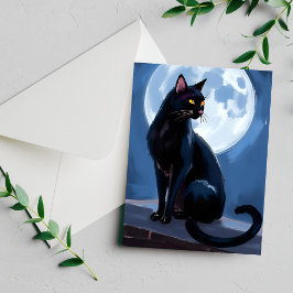 Gato Preto | Cartão de Pintura de Animal de Estima