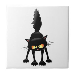 Gato Preto Cartoon Engraçado e Feroz 