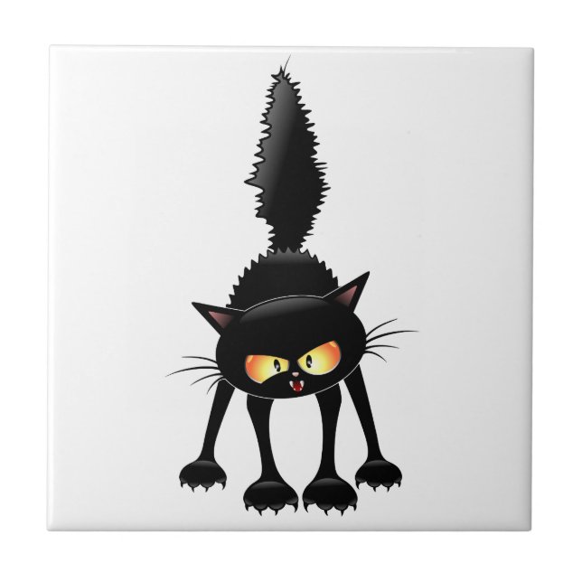 Gato Preto Cartoon Engraçado e Feroz  (Frente)
