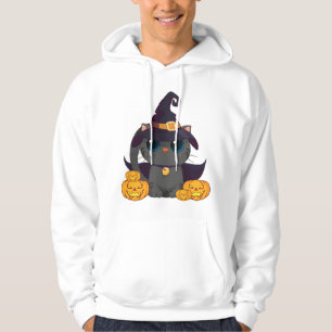 Gato Preto Com Camisa De Halloween De Jack O Lante
