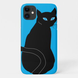 Gato Preto com capas de iphone Azul