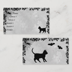 Gato Preto com Cartão de visita de Bat e Aranha