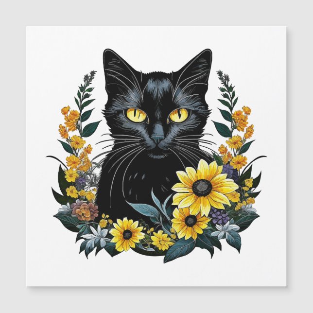 gato preto com flores (Frente)
