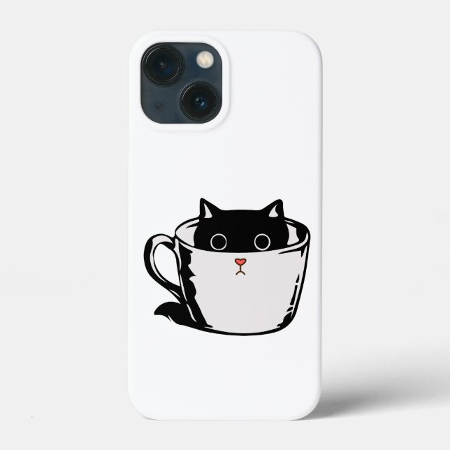 Gato preto com nariz vermelho escondido em um copo (Verso)