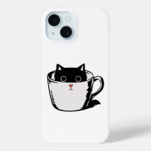 Gato preto com nariz vermelho escondido em um copo