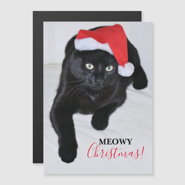 Gato Preto com o Chapéu Vermelho de Natal (Frente/Verso)