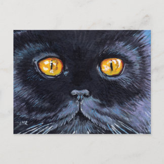 Gato Preto com Olhos Amarelos | Cartão postal para