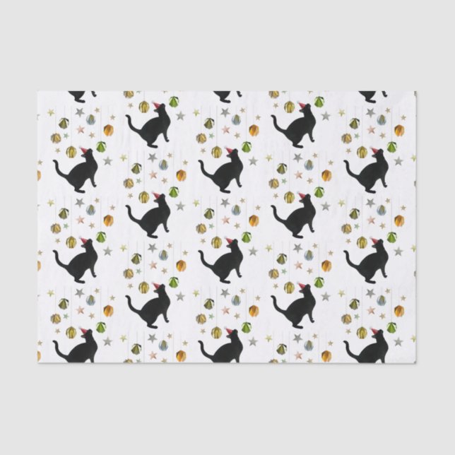 Gato Preto com Papel Tecido para Decorações das Es (Frente )