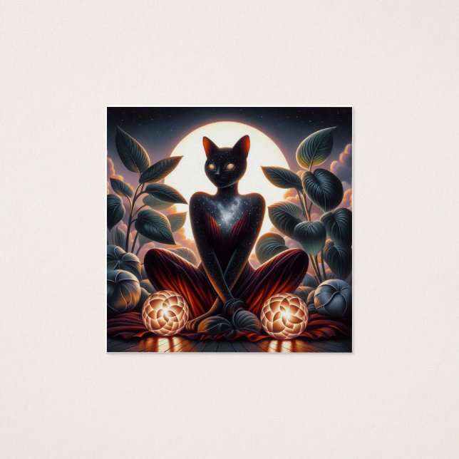 Gato Preto Cósmico com Olhos Brilhantes Digital Su (Frente)