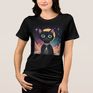 Gato Preto Cósmico Futurista Atômico ao Luar