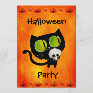 Gato preto de Halloween com Convite de festas