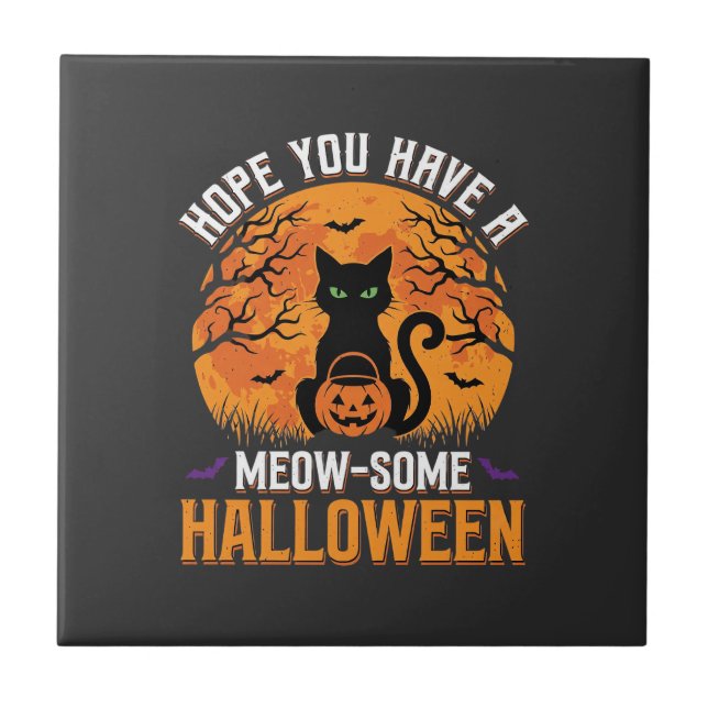Gato Preto de Halloween Meow-Some (Frente)