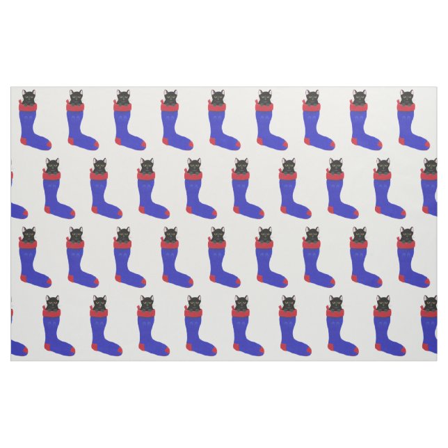 Gato preto decorativo no tecido da meia do Natal (Fat Quarter)