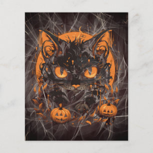 Gato Preto do Halloween com Pumpkins e Lua