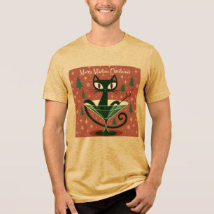 Gato Preto do Meio do Século Feliz Martini Natal