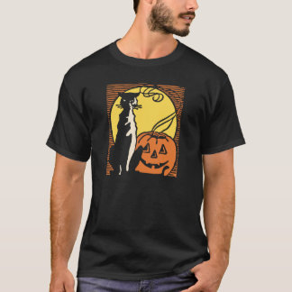 Gato preto do vintage & camisa de Jack O'Lantern o