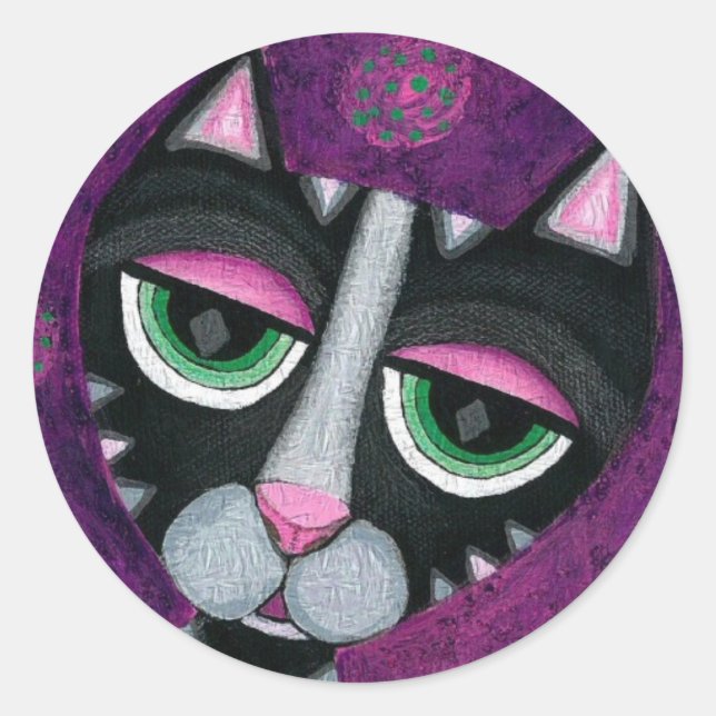 Gato preto e Bolinhas - adesivos felinos (Frente)
