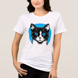 Gato Preto e Branco com Olhos Azuis