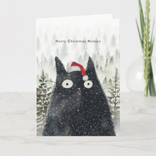 gato preto em Santa que cartão de Natal engraçado