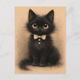 Gato preto engraçado. Cartão postal