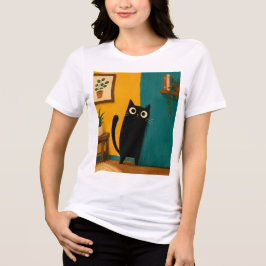 Gato Preto Espiando ao Redor do Canto Fofo e Capri