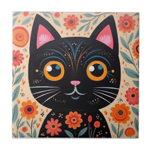 Gato Preto Estilo Arte Folclórica