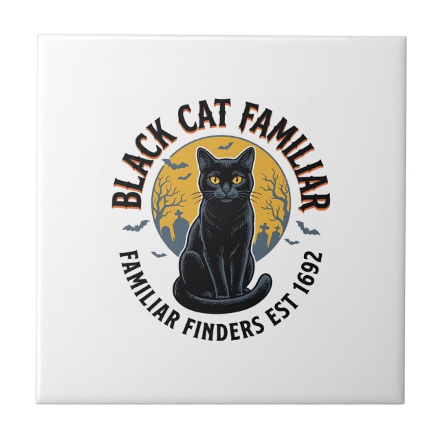 Gato Preto Familiar Design de Resgate de Halloween (Frente)