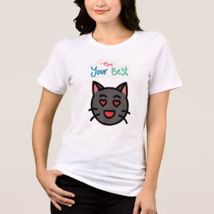Gato Preto Fofo Olhos de Coração Seja Seu Melhor P