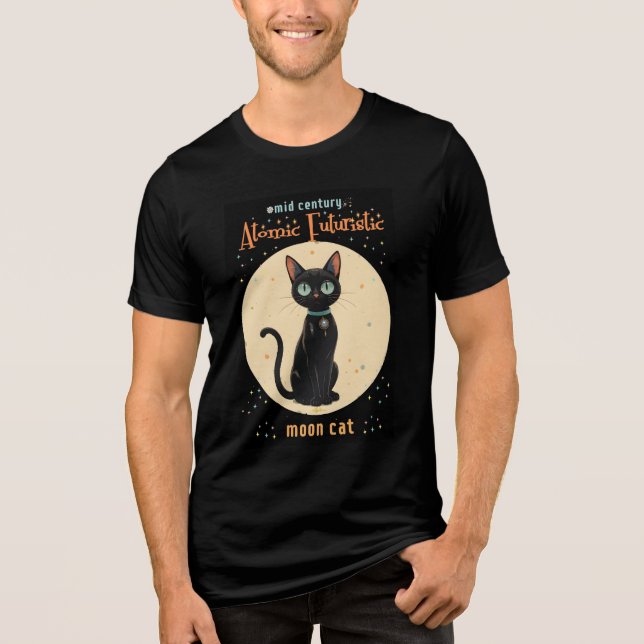 Gato Preto Futurista Atômico da Lua com texto (Frente)