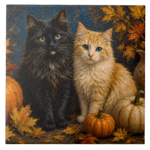 Gato Preto & Gato Laranja de Halloween Vintage