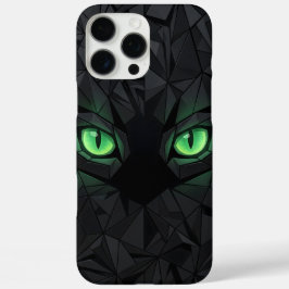 Gato Preto Geométrico com Olhos Verde Esmeralda