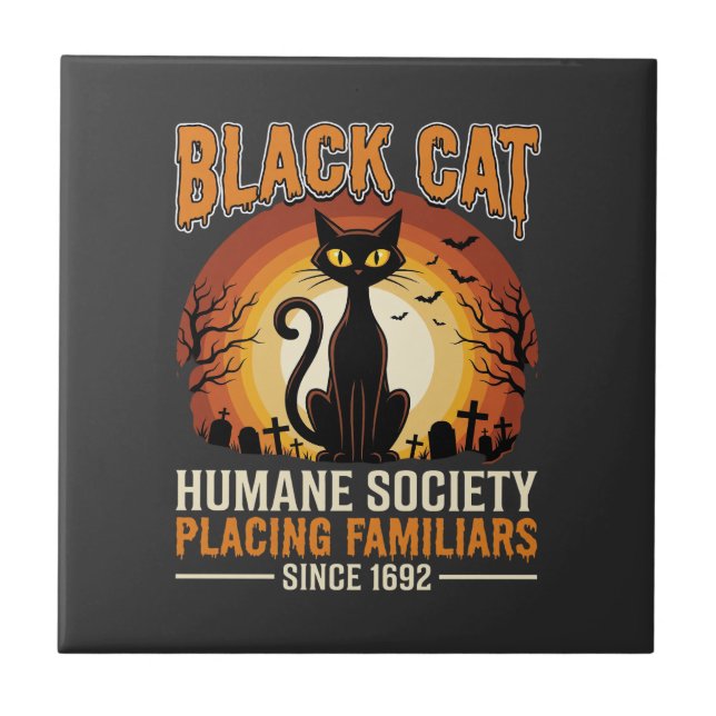 Gato Preto Halloween Familiar Antigo Cemitério Des (Frente)