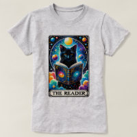 Gato Preto Mágico - Leitor - Camisa T da Placa-Tar