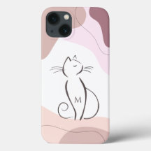 Gato Preto Minimalista Boho Formas Orgânicas Monog