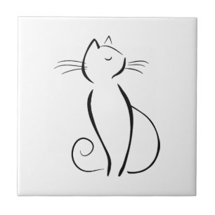 Gato preto minimalista em branco