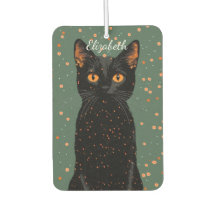 Gato Preto Místico com Olhos Laranja e Brilho