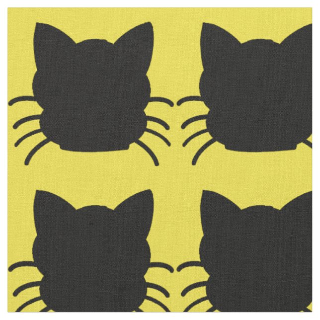 Gato preto no tecido amarelo do fundo (Detalhe)