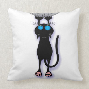 Gato Preto Rasgando Almofada