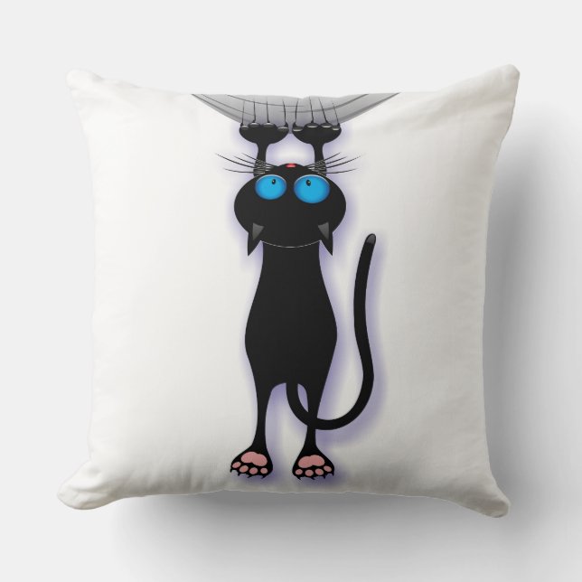 Gato Preto Rasgando Almofada (Frente)