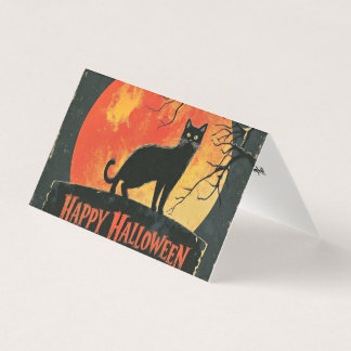 Gato Preto Retro Halloween Feliz Halloween Vintage