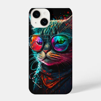 Gato psicosélico com bandana e óculos de sol iphon