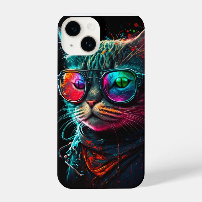 Gato psicosélico com bandana e óculos de sol iphon (Verso)