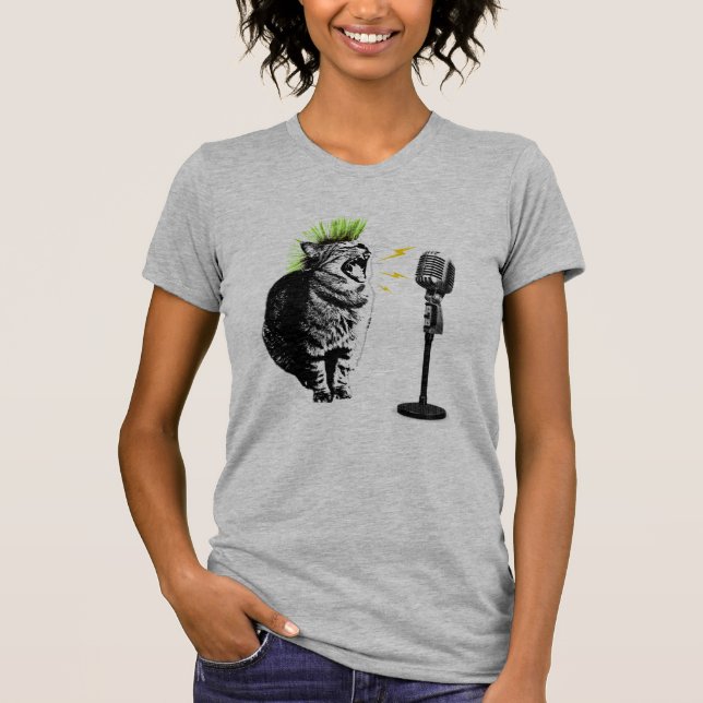 Gato Punk, Camiseta Gráfica Divertida (Frente)