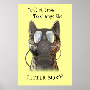 Gato que veste um poster da máscara de gás