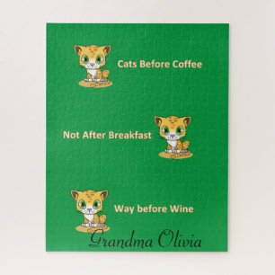 Gato Quebra-cabeça Antes Do Café De Vinho