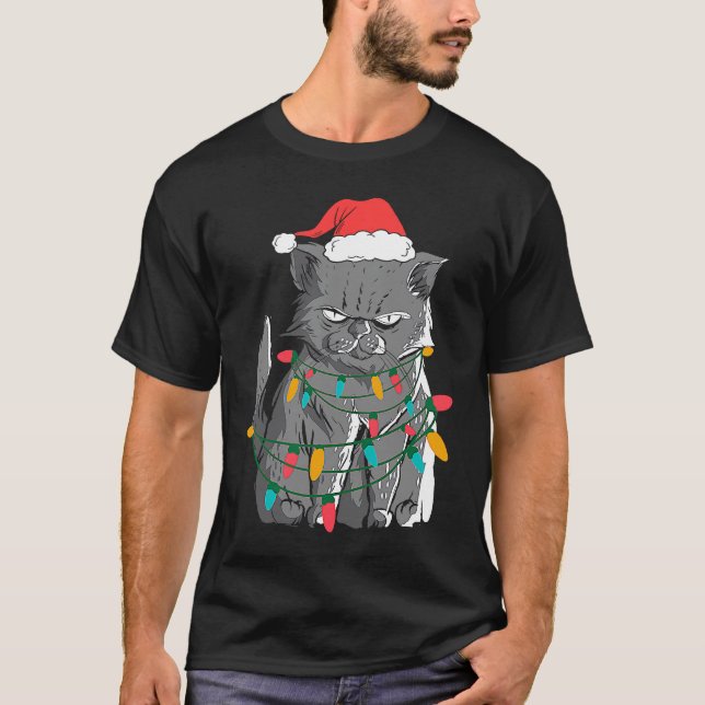 gato rabugento de Natal como fantasia de suéter fe (Frente)