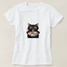 Gato Ramen – Camiseta Kawaii Amante de Macarrão